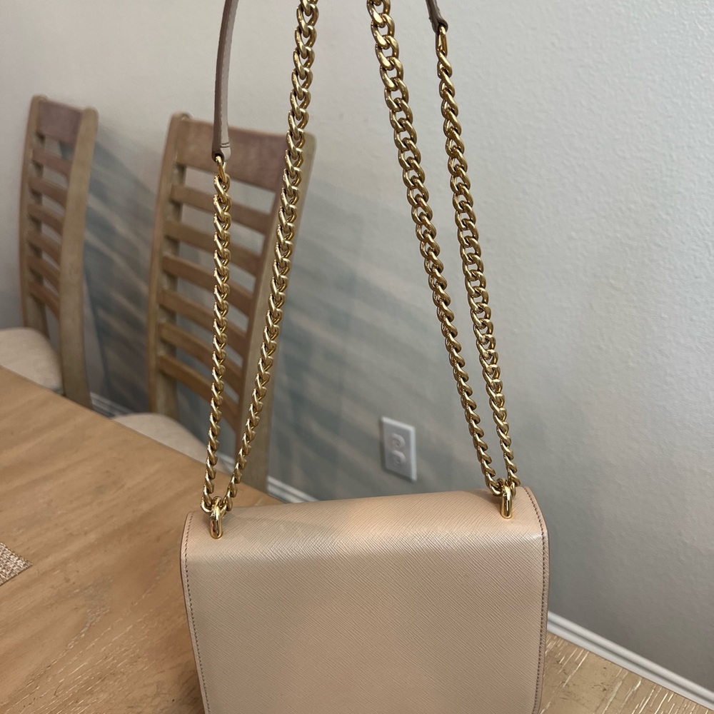 Prada Envelope Flap Chain Shoulder bag Saffiano Leather Small Beige - Picture 4 of 9